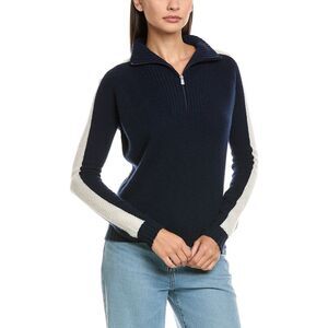 Maison Heritage Womens  Caroline Wool 1/4-Zip Sweater, Blue